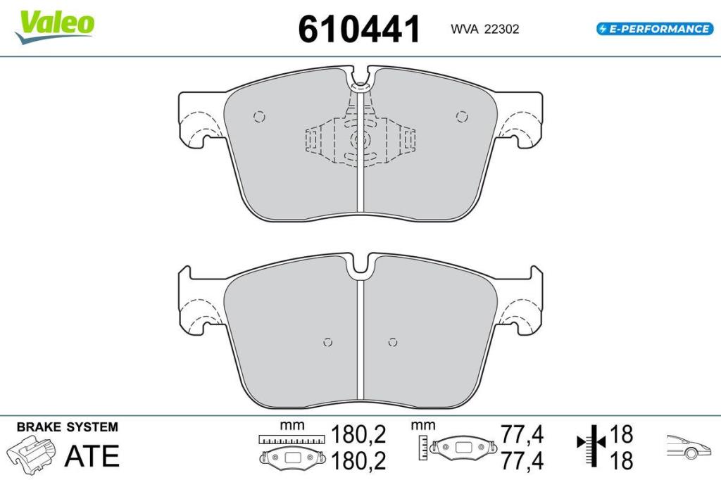Jeu de 4 plaquettes de frein VALEO ref. 610441